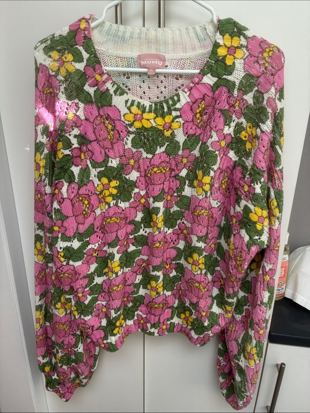Floral Knit Vienna Sweater - Pink, Green & Yellow